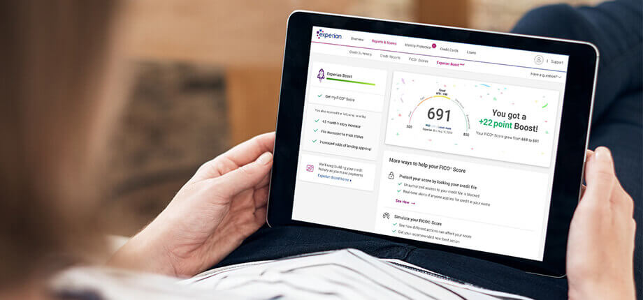 Experian boost shown on ipad screen
