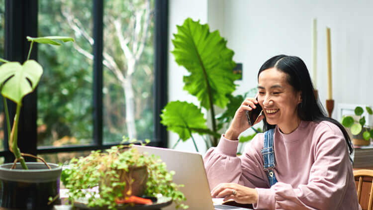 Female employee working from home