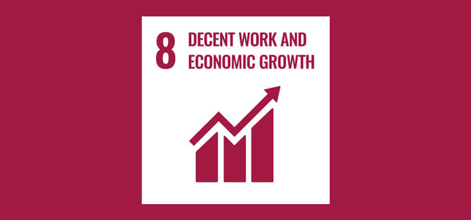 UN Sustainable Development Goal Icon 8 - Promote sustained, inclusive and sustainable economic growth, full and productive employment and decent work for all