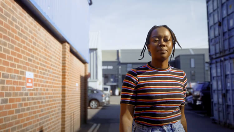 Young black girl walking 