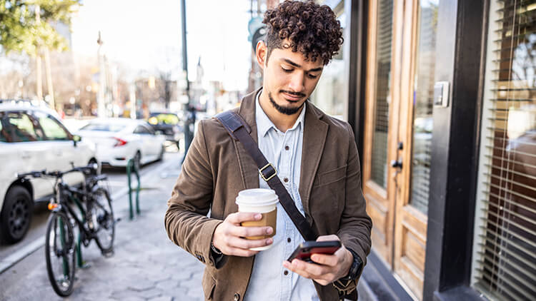 A person using their mobile device